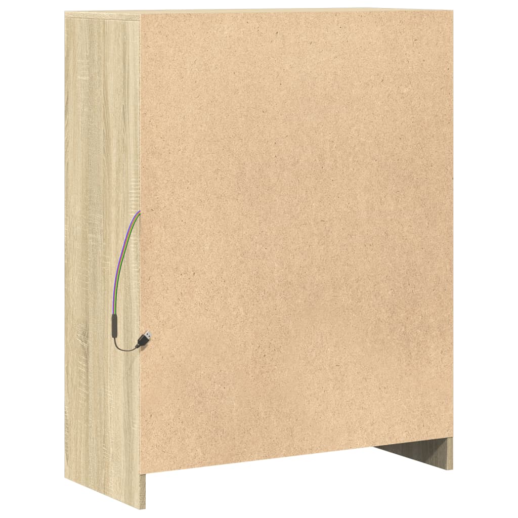Skjenk Med Led Sonoma Eik 77X34X100 Cm Konstruert Tre