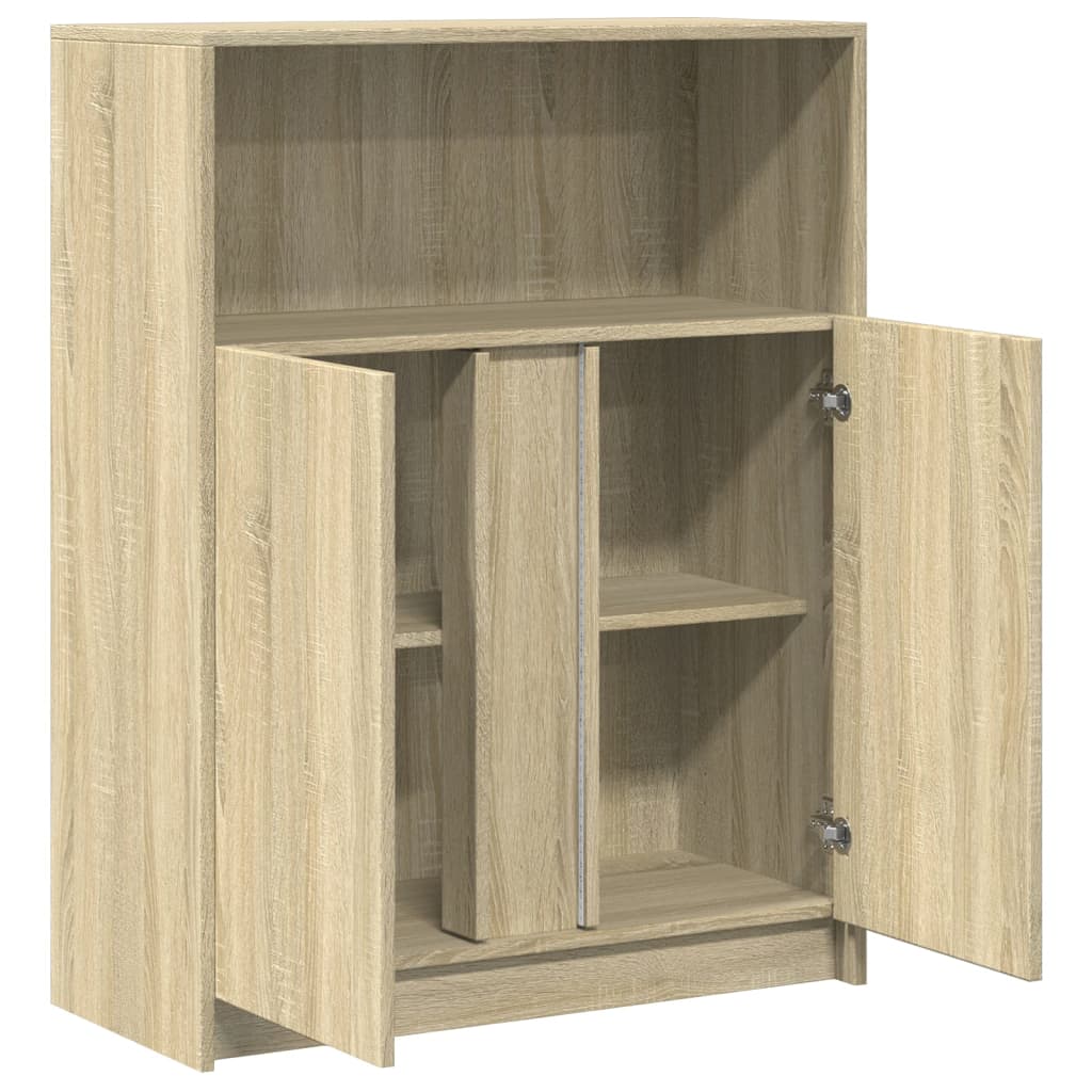 Skjenk Med Led Sonoma Eik 77X34X100 Cm Konstruert Tre