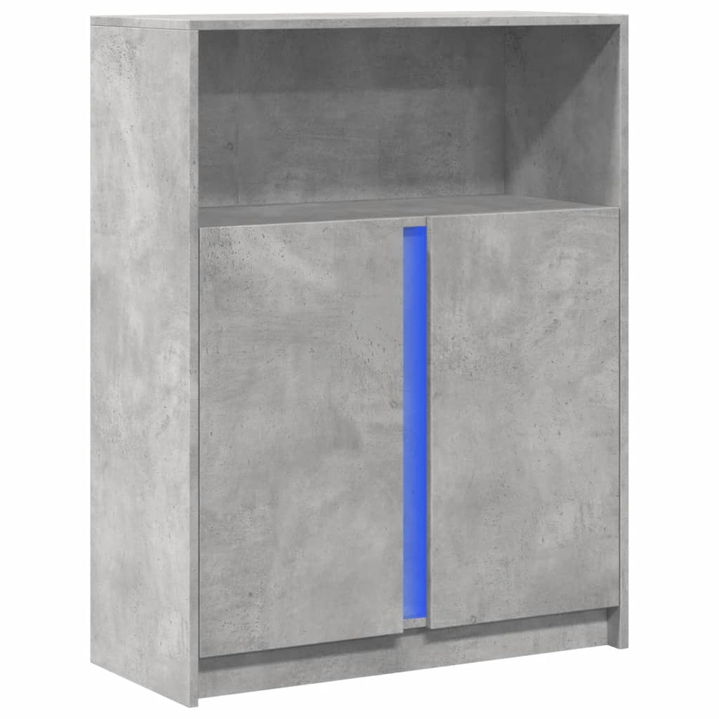 Skjenk Med Led Betonggrå 77X34X100 Cm Konstruert Tre