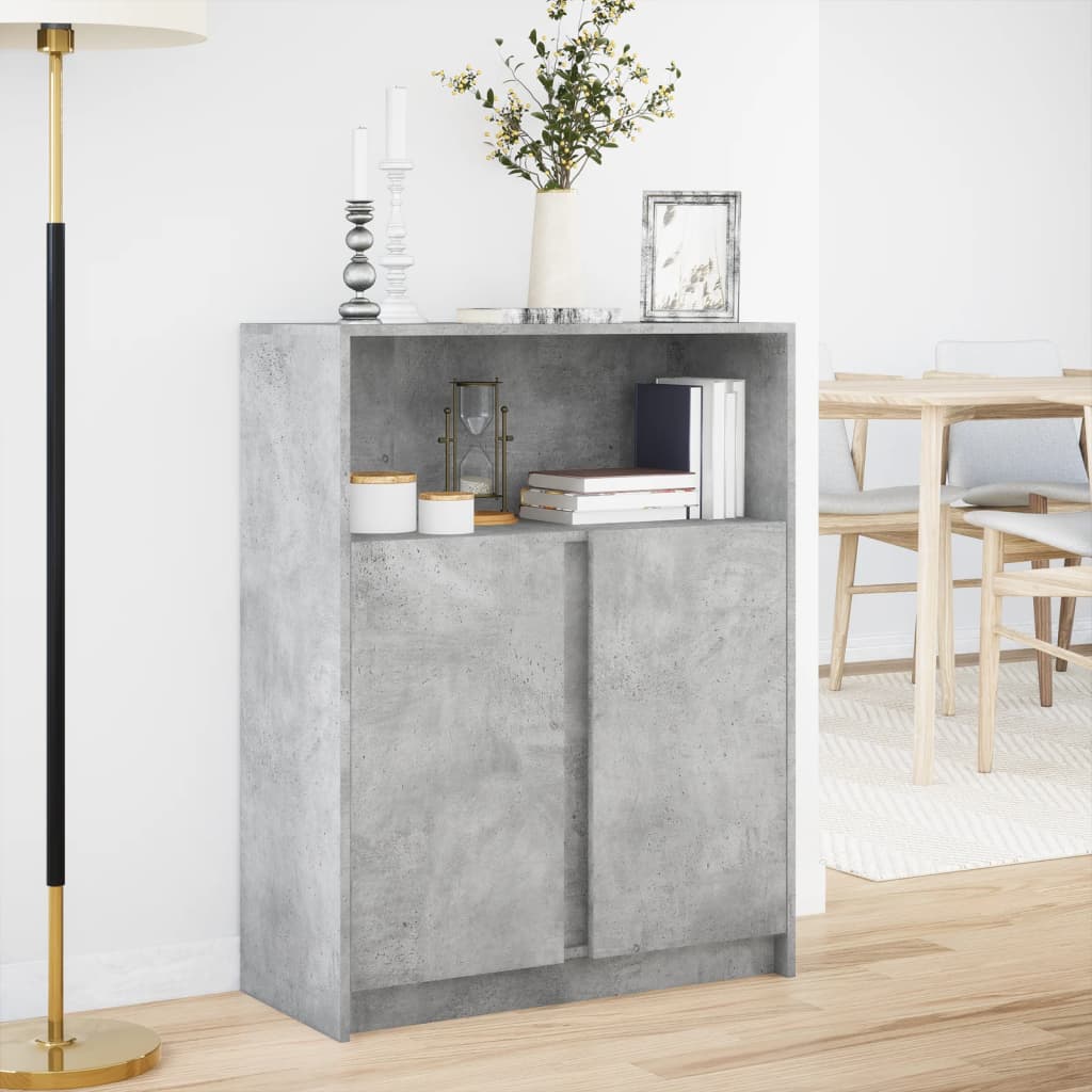 Skjenk Med Led Betonggrå 77X34X100 Cm Konstruert Tre