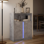 Skjenk Med Led Betonggrå 77X34X100 Cm Konstruert Tre
