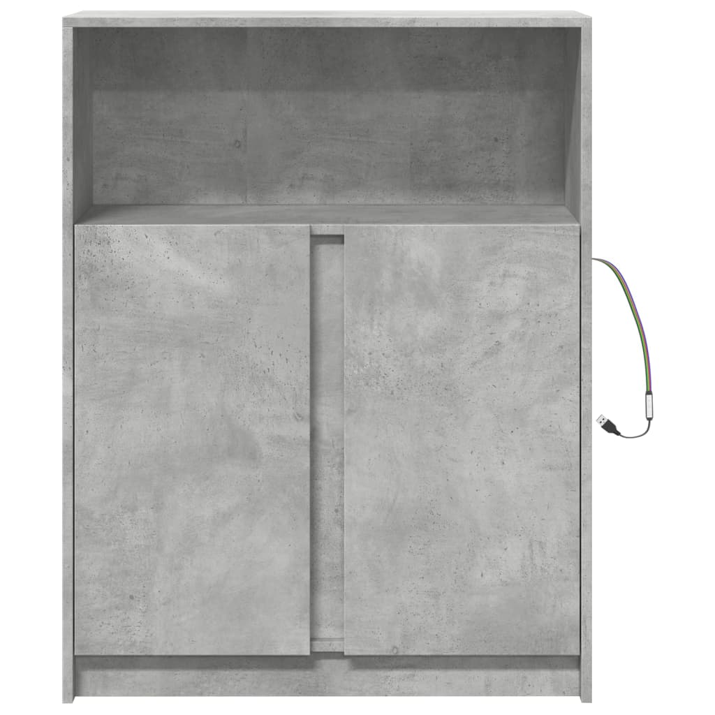 Skjenk Med Led Betonggrå 77X34X100 Cm Konstruert Tre