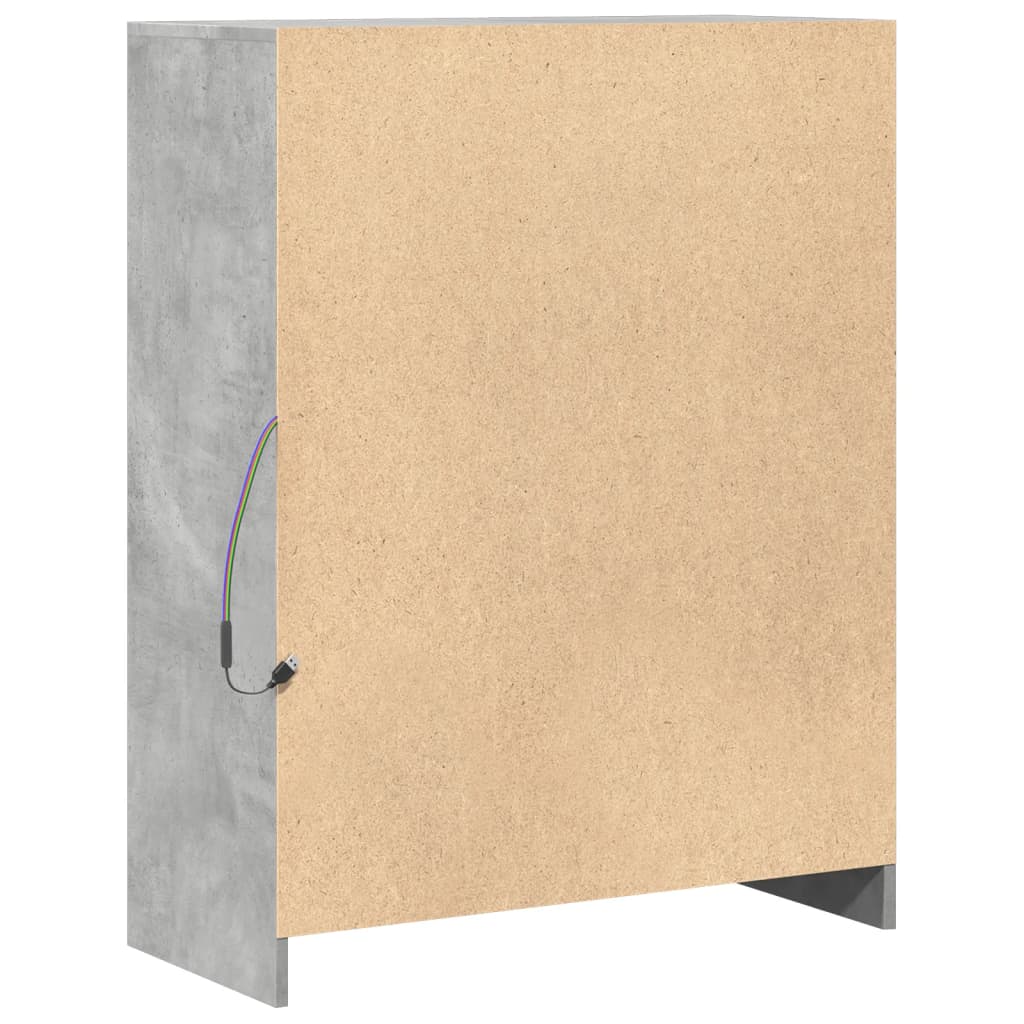 Skjenk Med Led Betonggrå 77X34X100 Cm Konstruert Tre