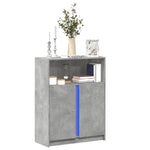 Skjenk Med Led Betonggrå 77X34X100 Cm Konstruert Tre