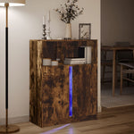 Skjenk Med Led Røkt Eik 77X34X100 Cm Konstruert Tre