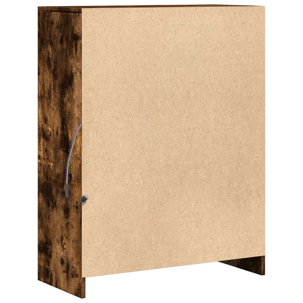 Skjenk Med Led Røkt Eik 77X34X100 Cm Konstruert Tre