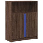 Skjenk Med Led Brun Eik 77X34X100 Cm Konstruert Tre