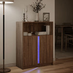 Skjenk Med Led Brun Eik 77X34X100 Cm Konstruert Tre