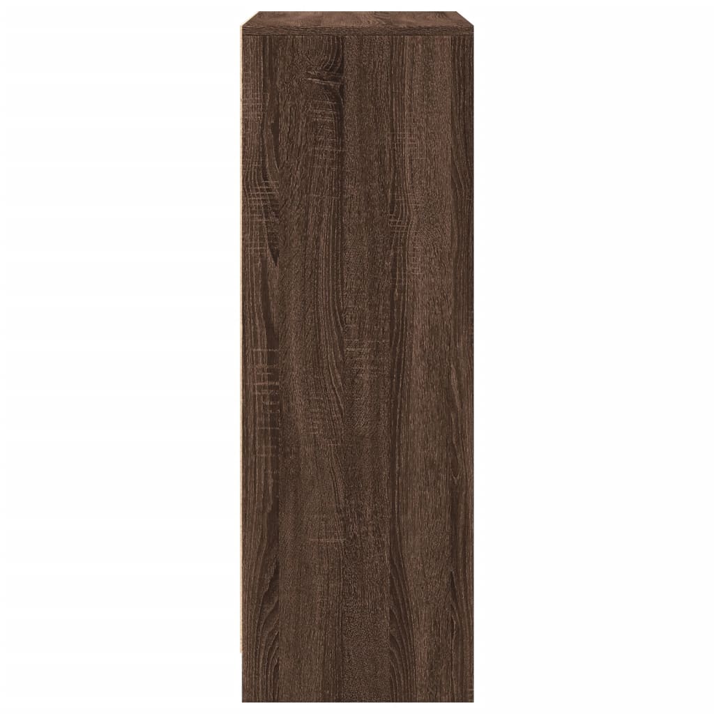 Skjenk Med Led Brun Eik 77X34X100 Cm Konstruert Tre