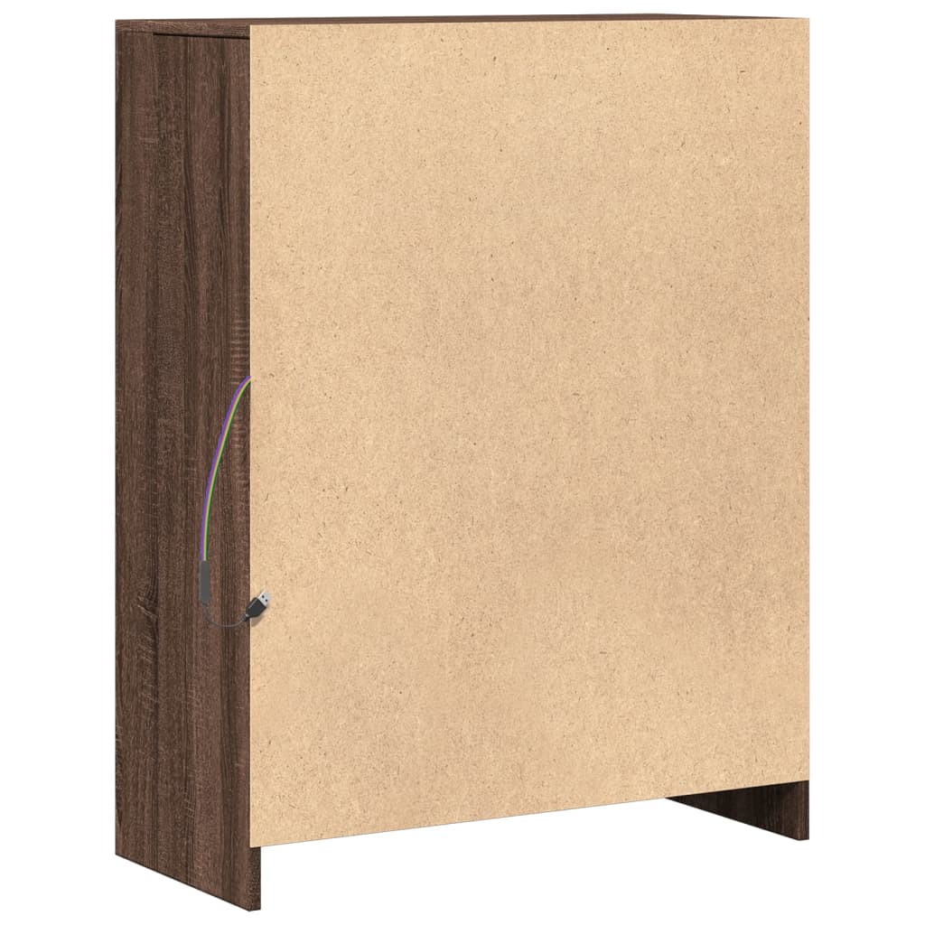 Skjenk Med Led Brun Eik 77X34X100 Cm Konstruert Tre