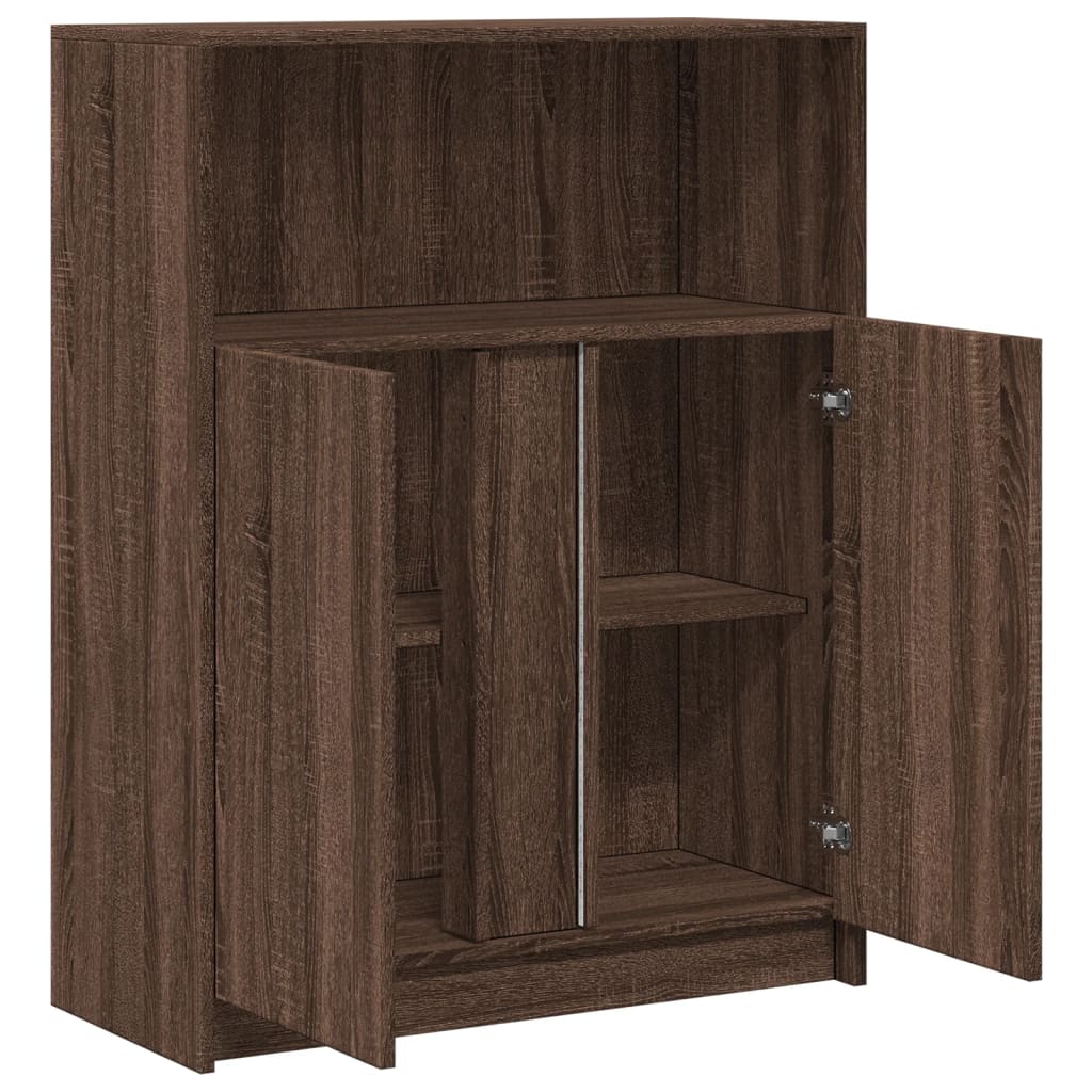 Skjenk Med Led Brun Eik 77X34X100 Cm Konstruert Tre
