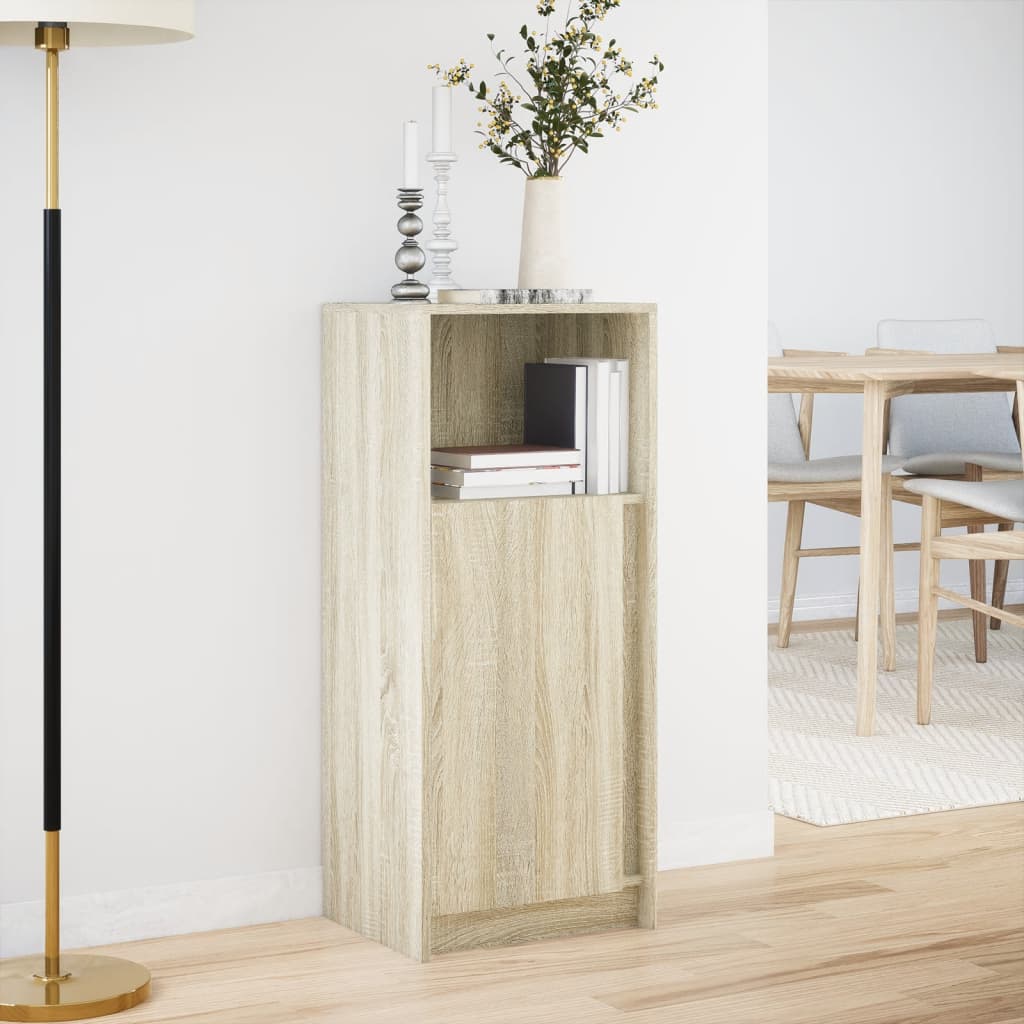 Skjenk Med Led Sonoma Eik 42,5X34X100 Cm Konstruert Tre