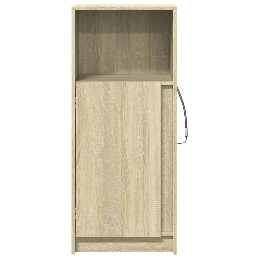Skjenk Med Led Sonoma Eik 42,5X34X100 Cm Konstruert Tre