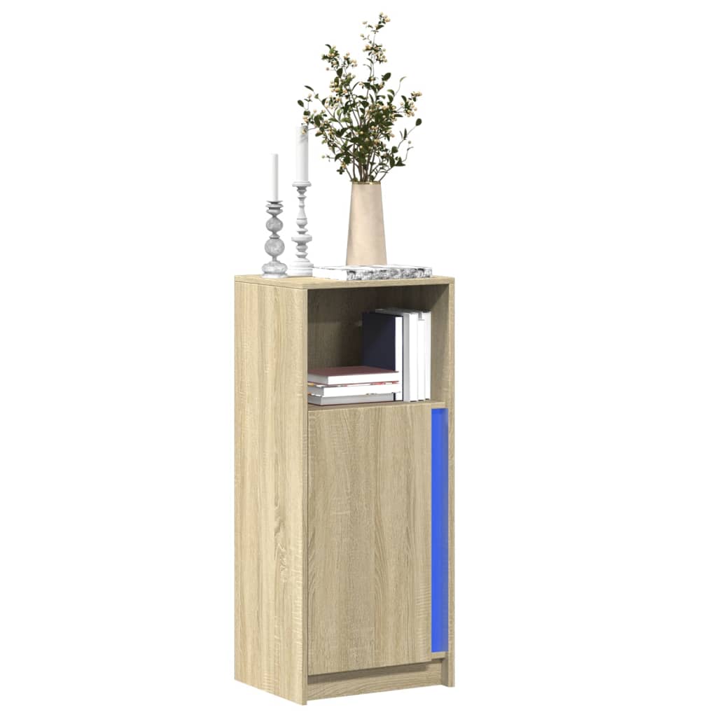 Skjenk Med Led Sonoma Eik 42,5X34X100 Cm Konstruert Tre