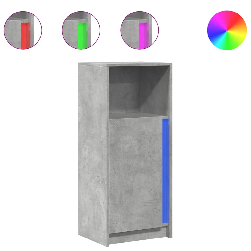 Skjenk Med Led Betonggrå 42,5X34X100 Cm Konstruert Tre