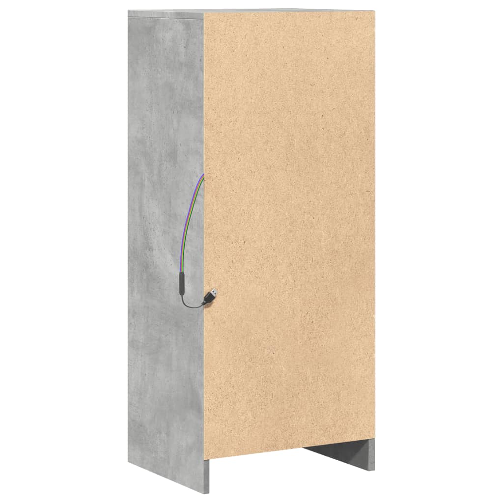Skjenk Med Led Betonggrå 42,5X34X100 Cm Konstruert Tre