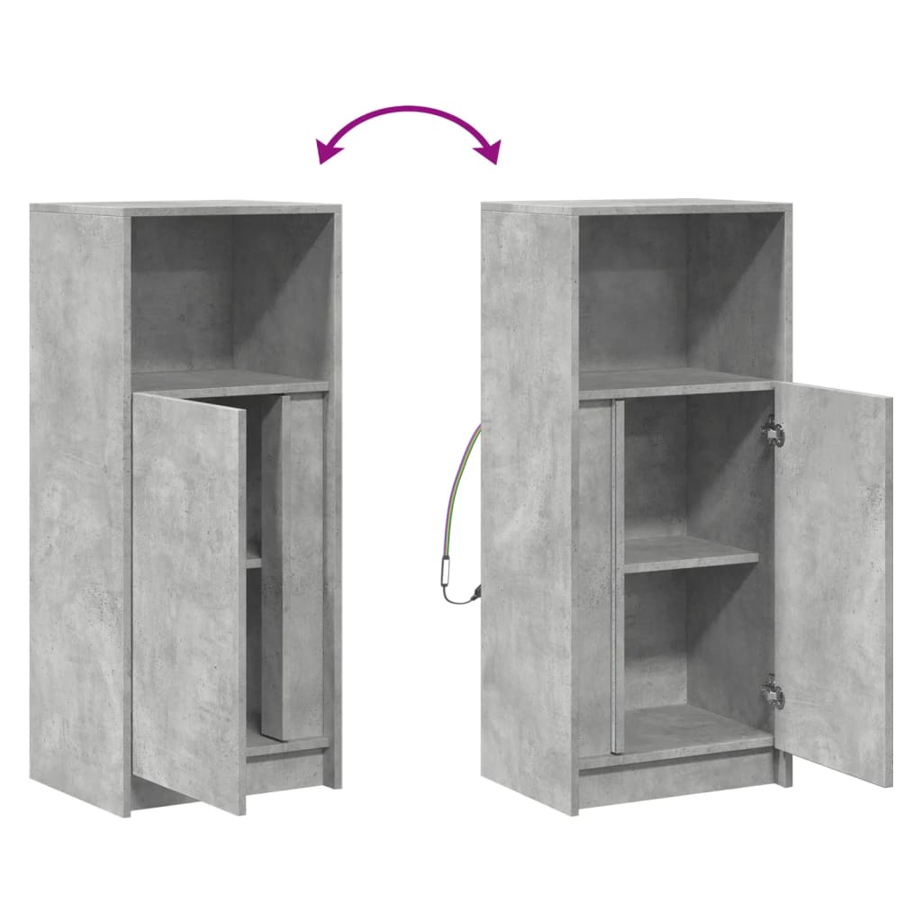 Skjenk Med Led Betonggrå 42,5X34X100 Cm Konstruert Tre