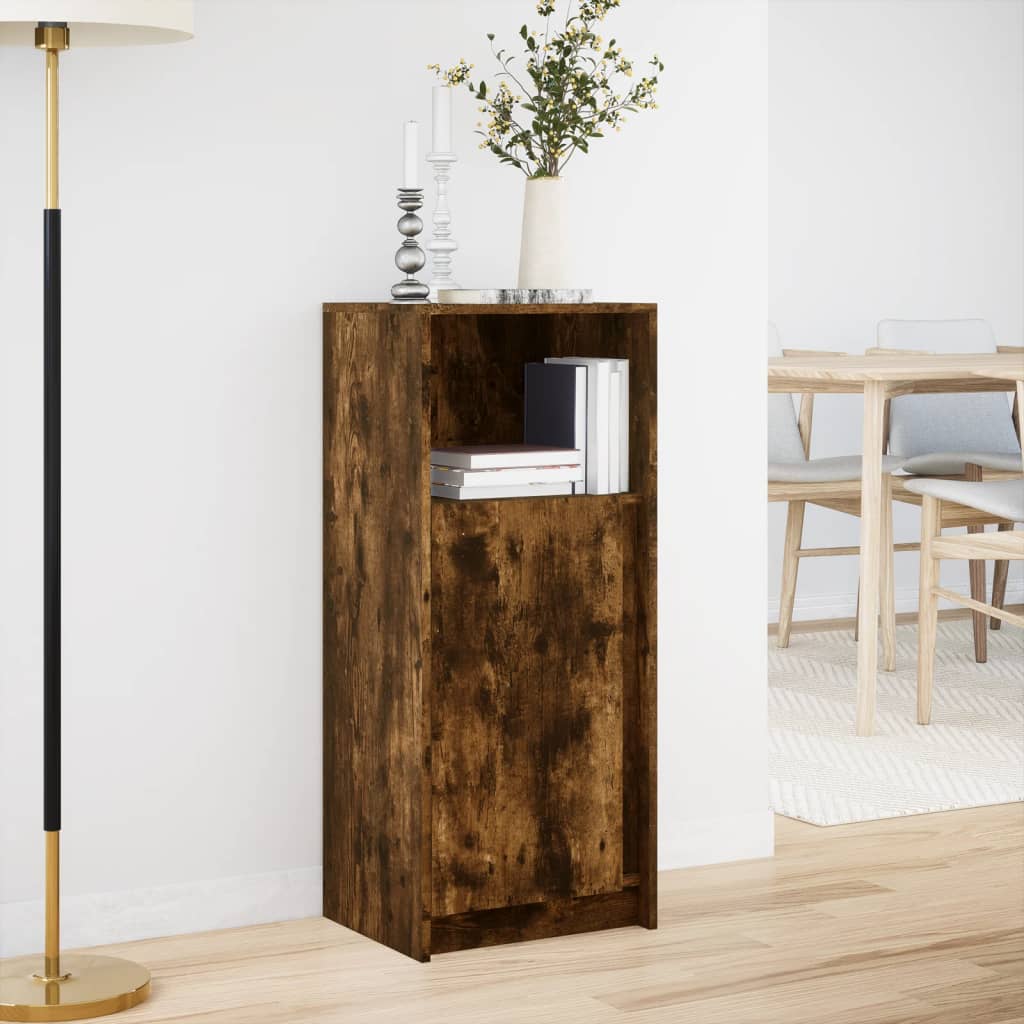 Skjenk Med Led Røkt Eik 42,5X34X100 Cm Konstruert Tre