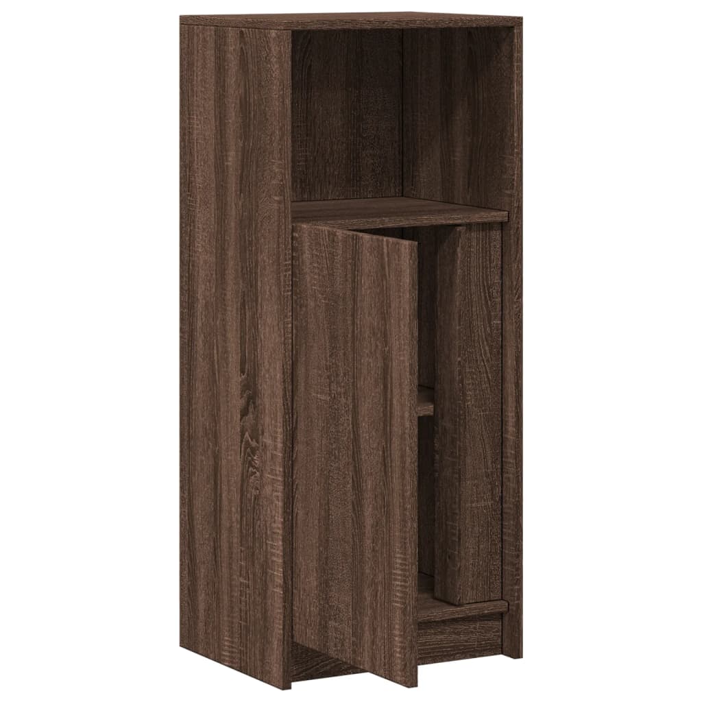 Skjenk Med Led Brun Eik 42,5X34X100 Cm Konstruert Tre