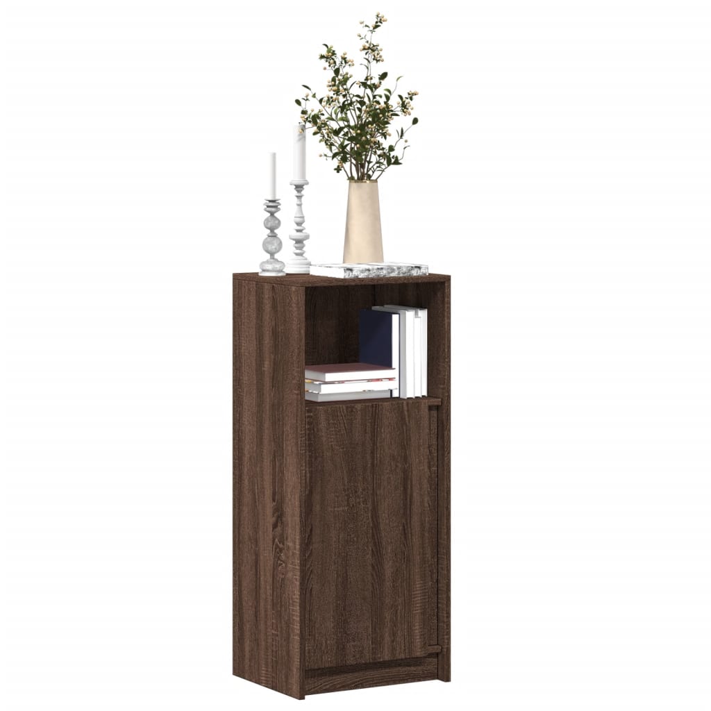 Skjenk Med Led Brun Eik 42,5X34X100 Cm Konstruert Tre