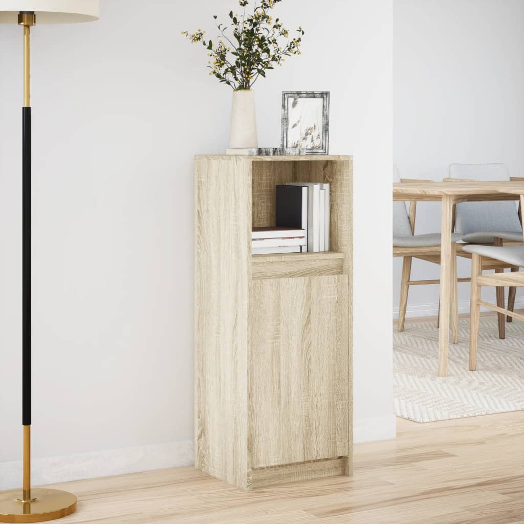 Skjenk Med Led Sonoma Eik 38X34X100 Cm Konstruert Tre