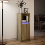 Skjenk Med Led Sonoma Eik 38X34X100 Cm Konstruert Tre