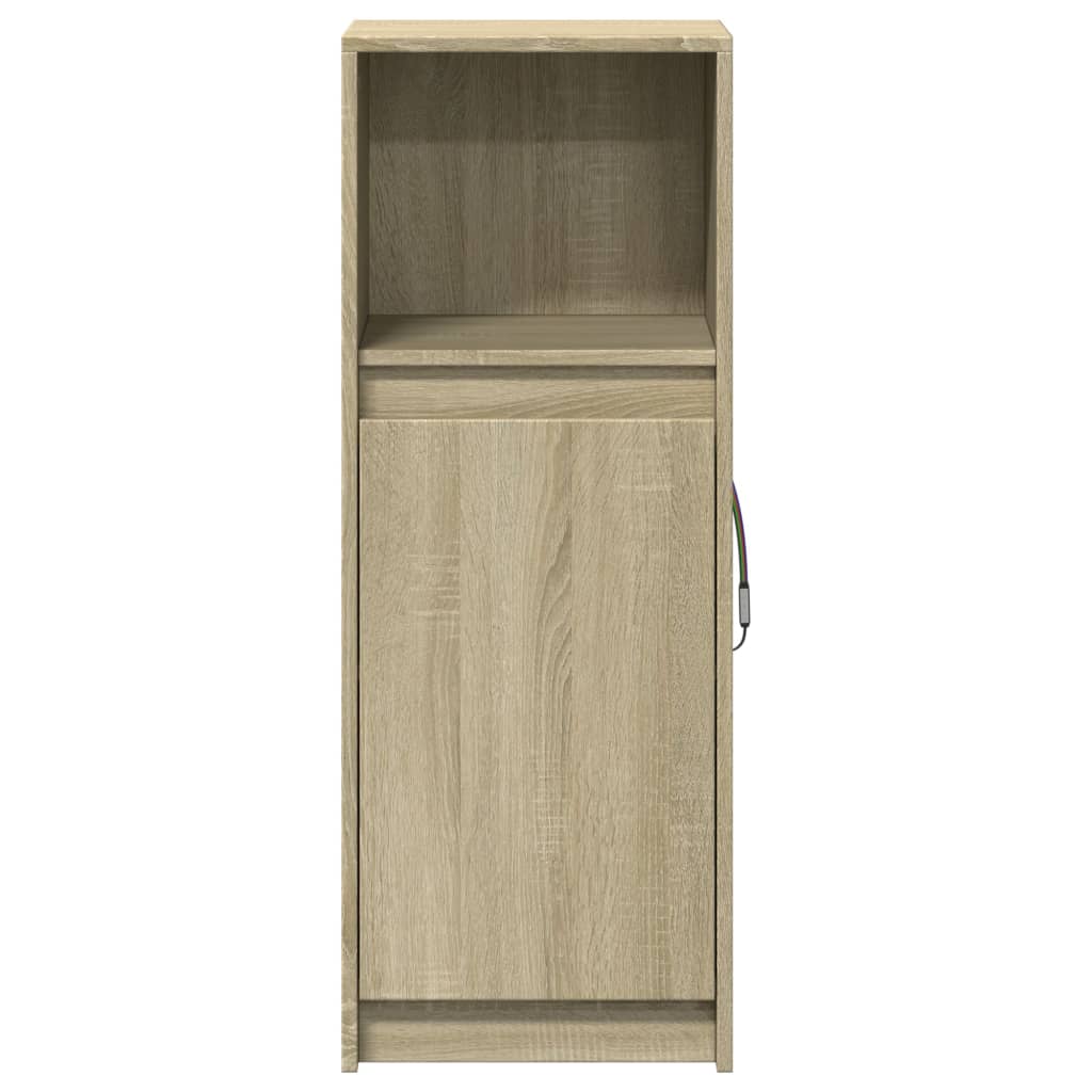 Skjenk Med Led Sonoma Eik 38X34X100 Cm Konstruert Tre