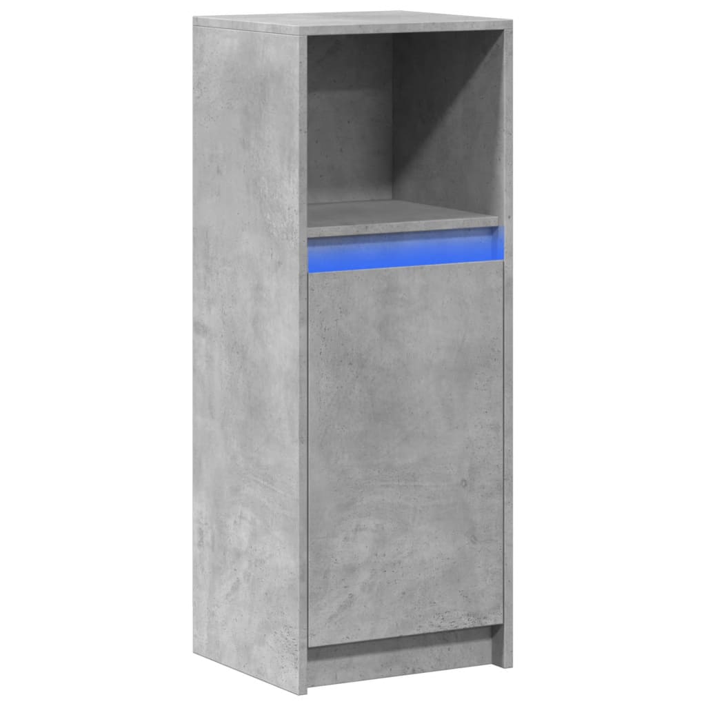 Skjenk Med Led Betonggrå 38X34X100 Cm Konstruert Tre