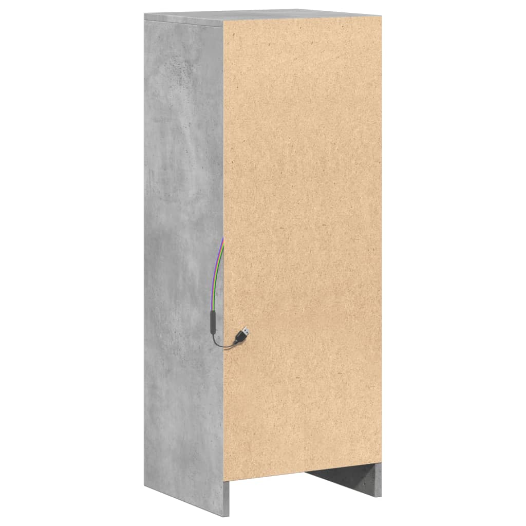 Skjenk Med Led Betonggrå 38X34X100 Cm Konstruert Tre