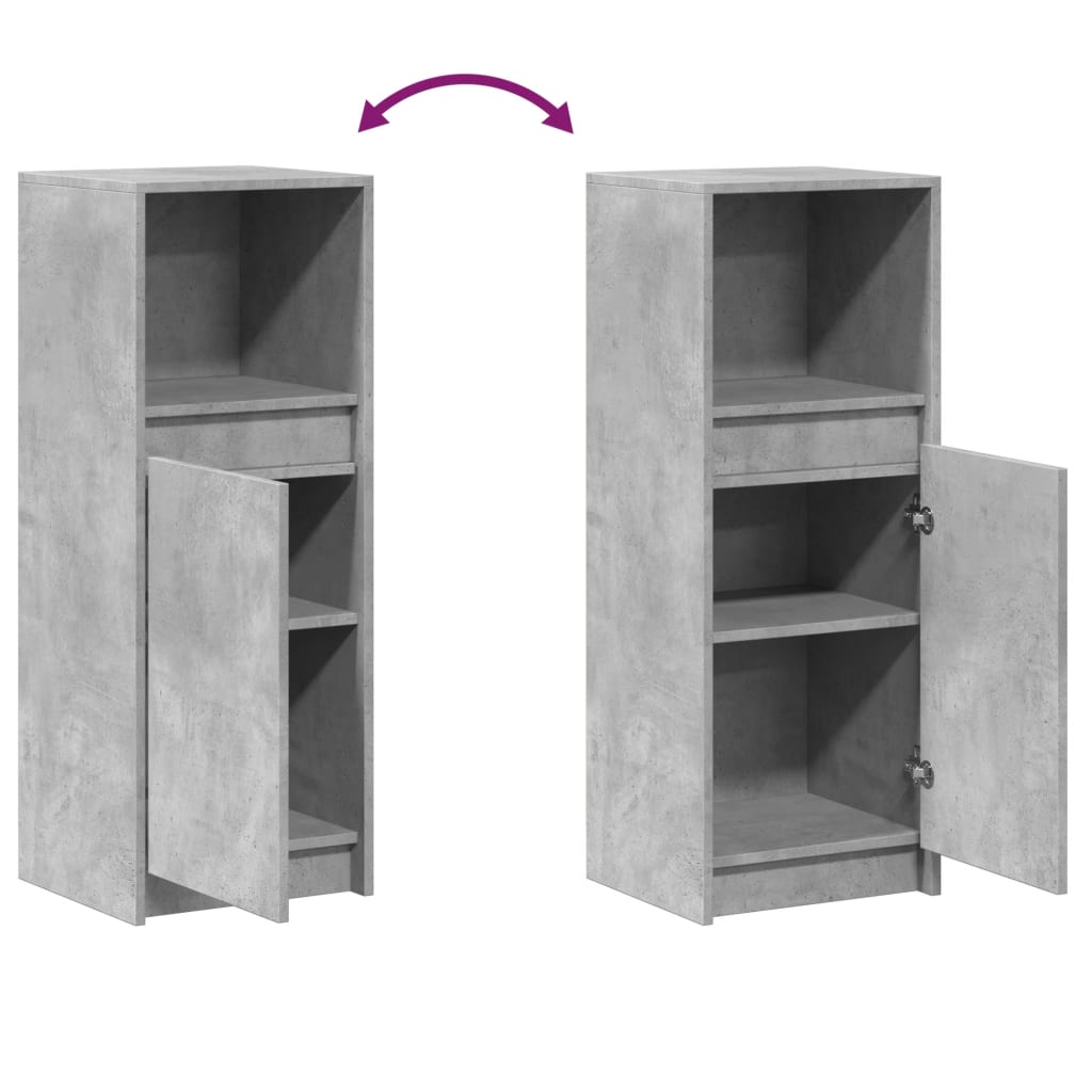 Skjenk Med Led Betonggrå 38X34X100 Cm Konstruert Tre