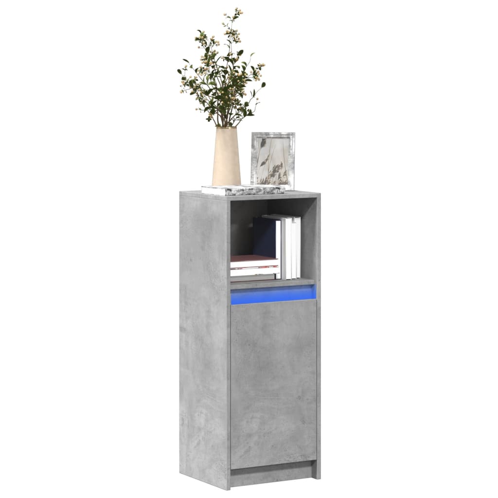 Skjenk Med Led Betonggrå 38X34X100 Cm Konstruert Tre