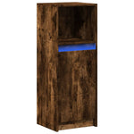 Skjenk Med Led Røkt Eik 38X34X100 Cm Konstruert Tre