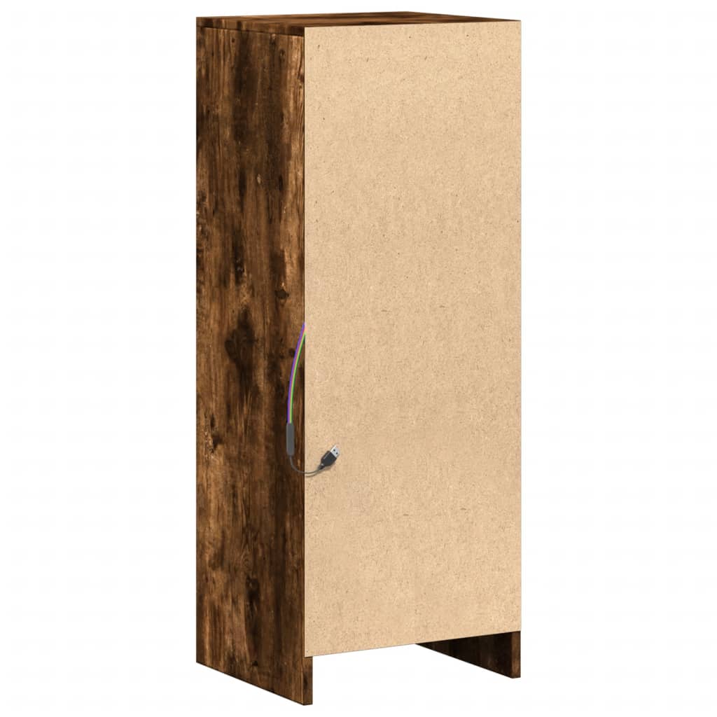 Skjenk Med Led Røkt Eik 38X34X100 Cm Konstruert Tre