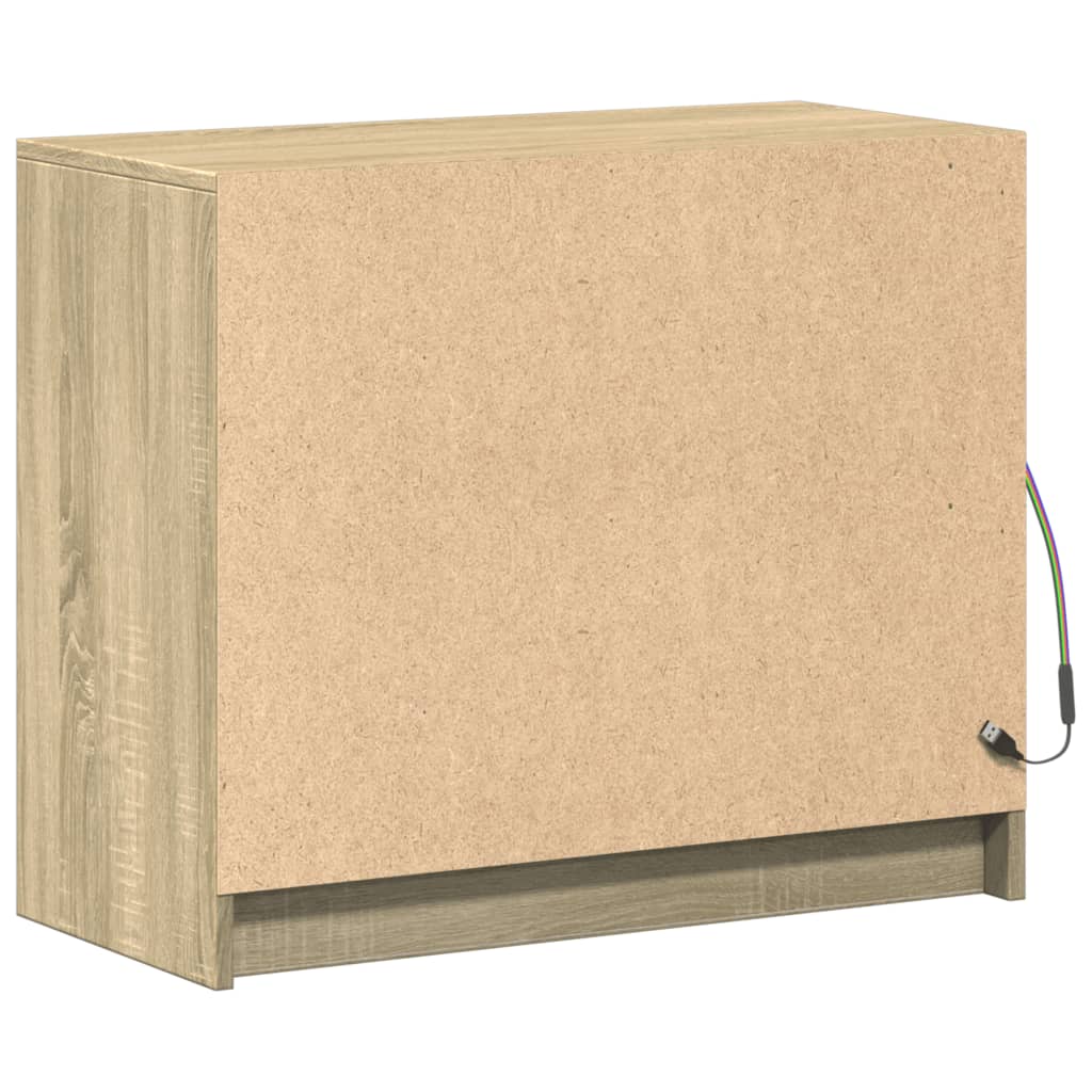 Skjenk Med Led Sonoma Eik 72X34X61 Cm Konstruert Tre