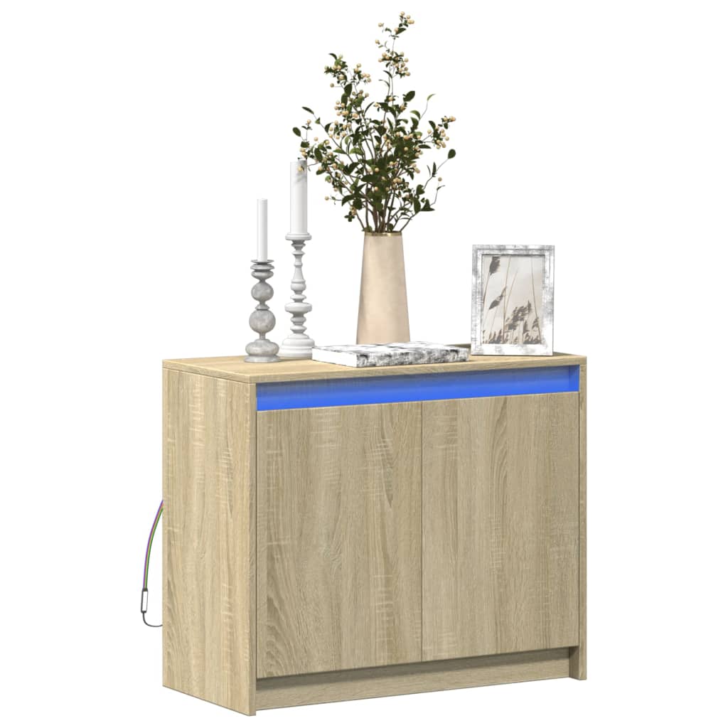 Skjenk Med Led Sonoma Eik 72X34X61 Cm Konstruert Tre