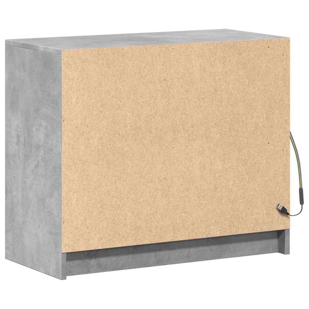 Skjenk Med Led Betonggrå 72X34X61 Cm Konstruert Tre
