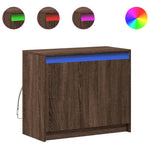 Skjenk Med Led Brun Eik 72X34X61 Cm Konstruert Tre