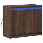 Skjenk Med Led Brun Eik 72X34X61 Cm Konstruert Tre