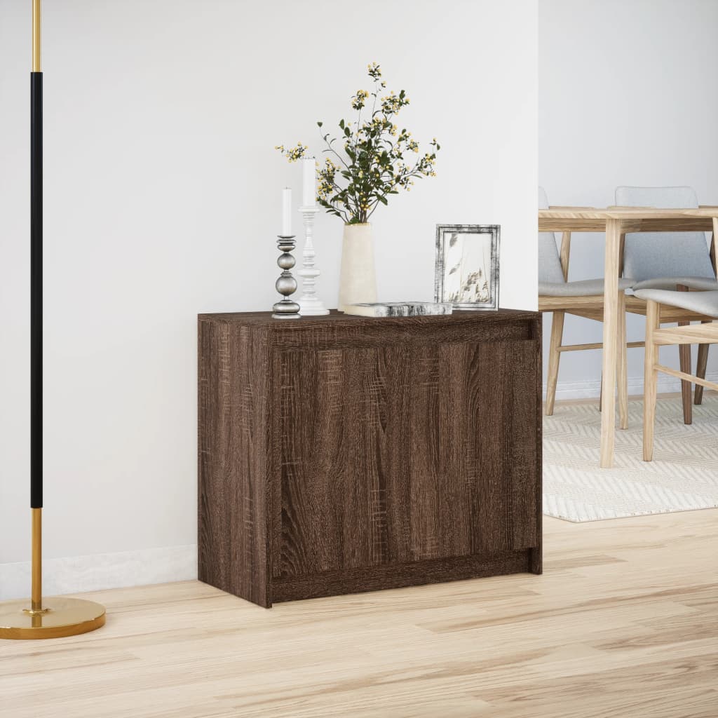 Skjenk Med Led Brun Eik 72X34X61 Cm Konstruert Tre