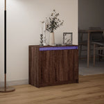 Skjenk Med Led Brun Eik 72X34X61 Cm Konstruert Tre