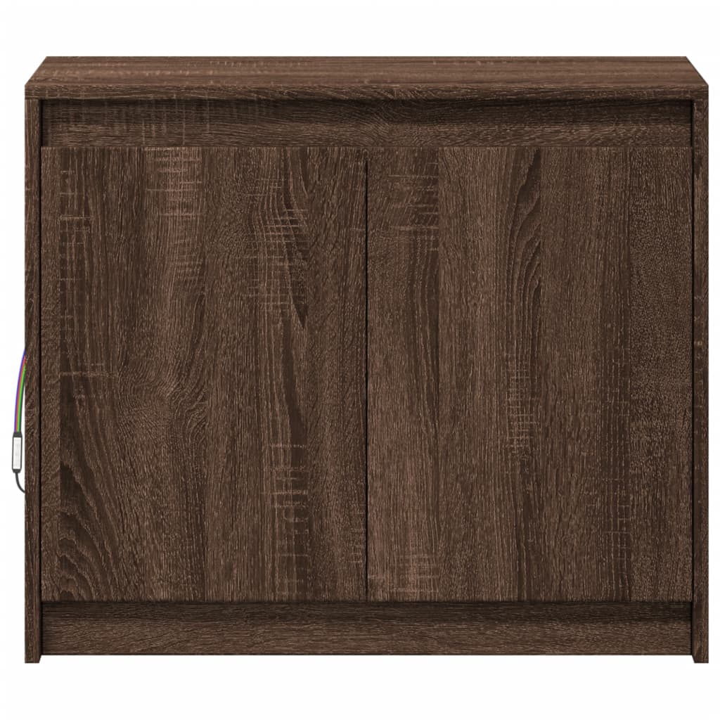 Skjenk Med Led Brun Eik 72X34X61 Cm Konstruert Tre