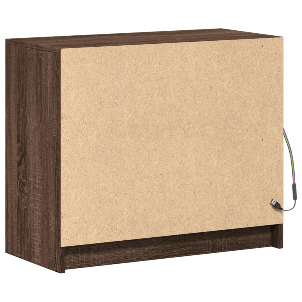 Skjenk Med Led Brun Eik 72X34X61 Cm Konstruert Tre