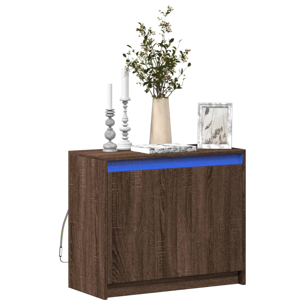 Skjenk Med Led Brun Eik 72X34X61 Cm Konstruert Tre