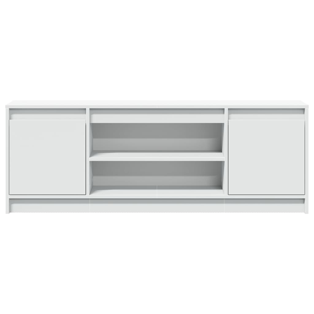 Tv-Benk Med Led Hvit 139,5X34X50 Cm Konstruert Tre