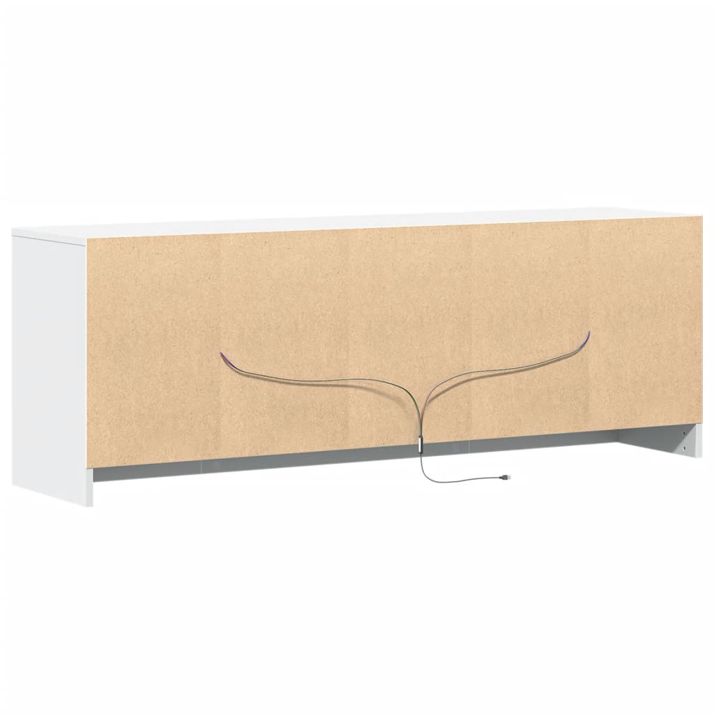 Tv-Benk Med Led Hvit 139,5X34X50 Cm Konstruert Tre