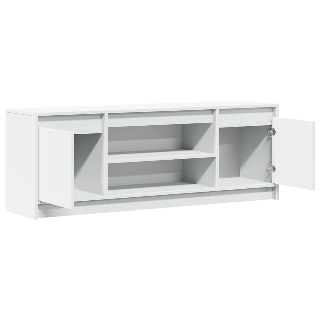 Tv-Benk Med Led Hvit 139,5X34X50 Cm Konstruert Tre