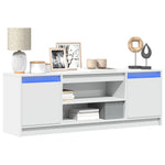 Tv-Benk Med Led Hvit 139,5X34X50 Cm Konstruert Tre