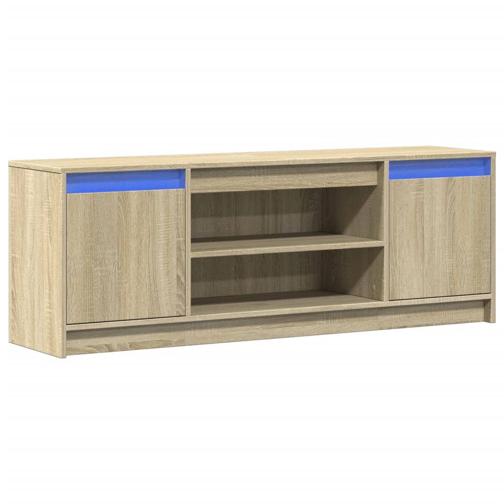 Tv-Benk Med Led Sonoma Eik 139,5X34X50 Cm Konstruert Tre