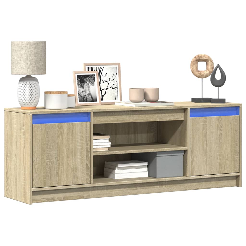 Tv-Benk Med Led Sonoma Eik 139,5X34X50 Cm Konstruert Tre