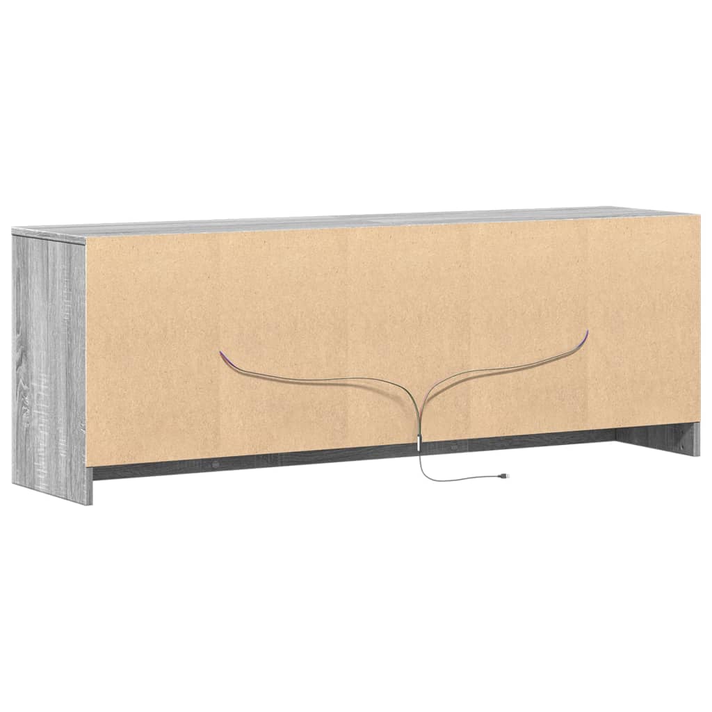 Tv-Benk Med Led Grå Sonoma 139,5X34X50 Cm Konstruert Tre